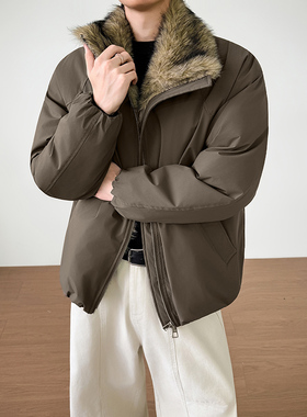 模特图~冬季新款座山雕毛领加厚棉衣外套 E080/P138