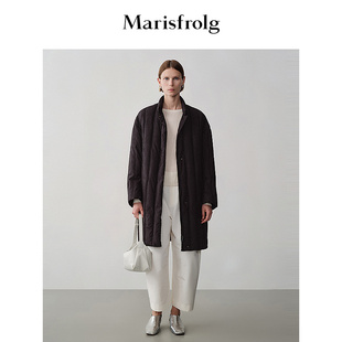 羽绒服外套 玛丝菲尔冬立领白鹅保暖黑色长款 轻羽系列