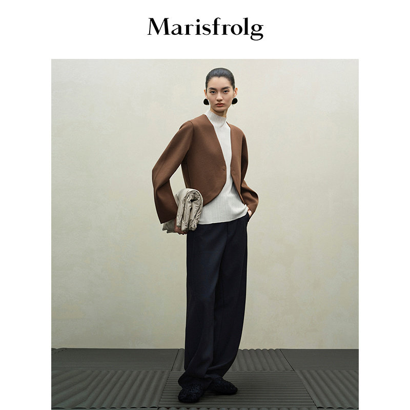 【极简美学】Marisfrolg玛丝菲尔2025冬新款黑色显瘦气质香蕉长裤,女装/女士精品,休闲裤,淘宝优惠券,粉丝福利购,淘宝优惠卷