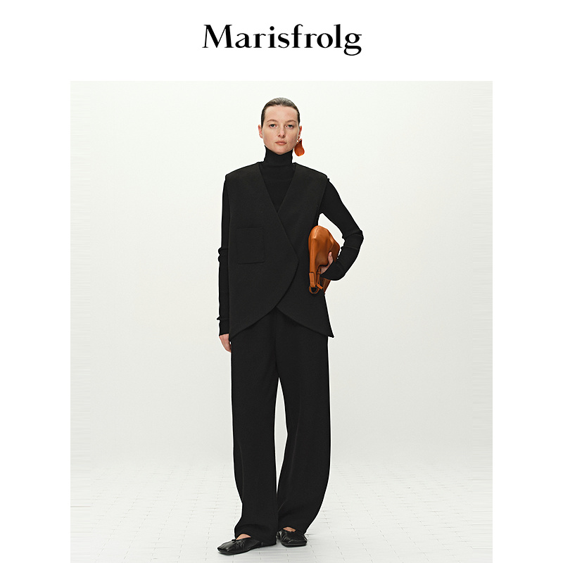 【无压力职场】Marisfrolg玛丝菲尔2025春新款开衩羊毛燕尾马甲