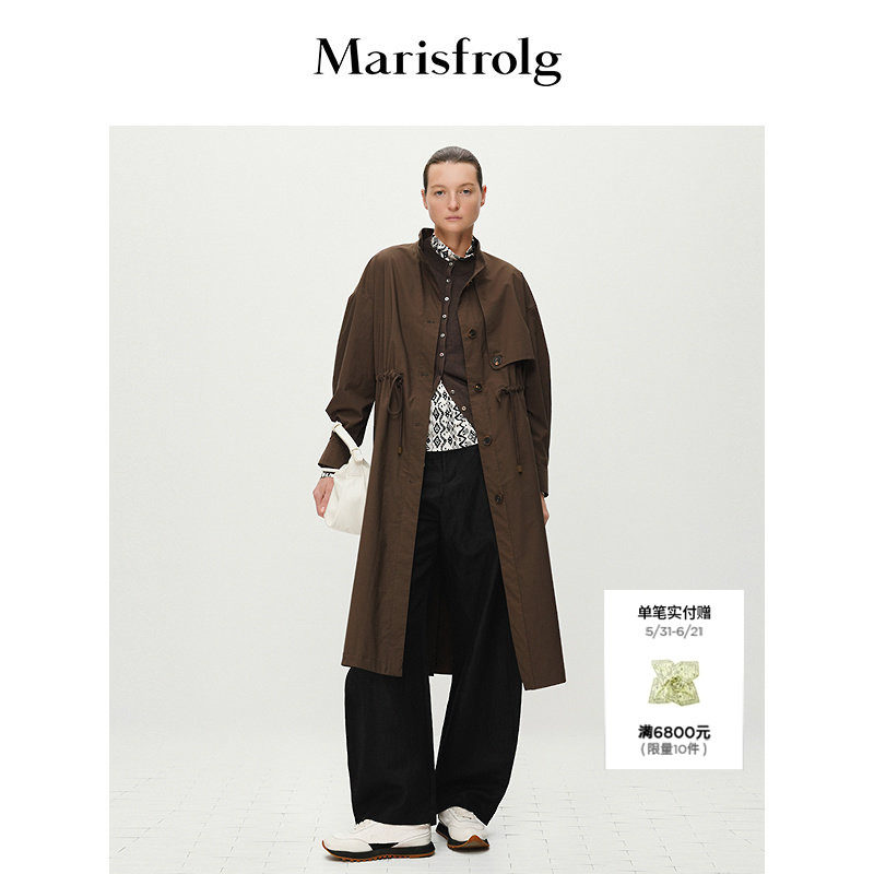 【筑感美学】Marisfrolg玛丝菲尔春新款单排扣长款风衣式外套