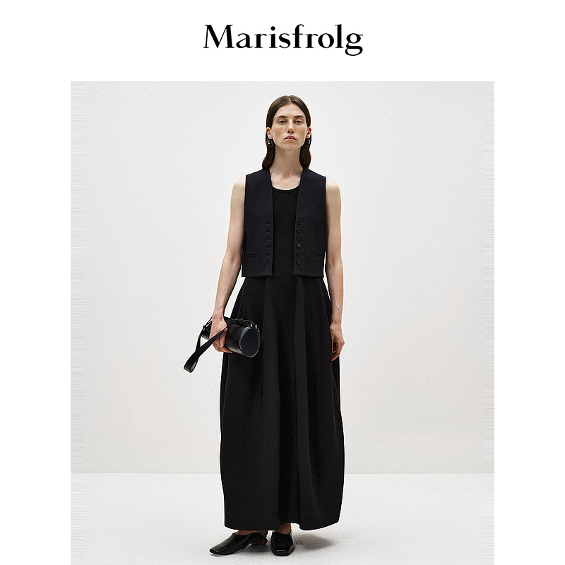 【无压力职场】玛丝菲尔春季黑色职业时尚短款马甲外套女