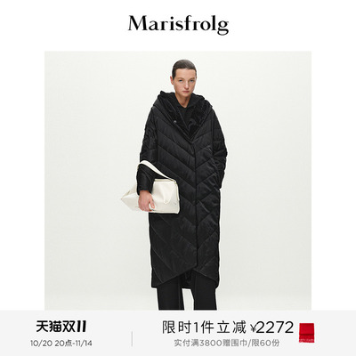 【轻羽系列】玛丝菲尔经典黑色翻领微茧型羽绒外套