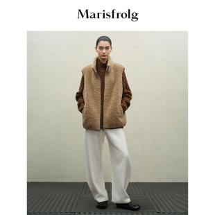 Marisfrolg玛丝菲尔2025冬新款 羊羔毛马甲 保暖环保皮草外套短款