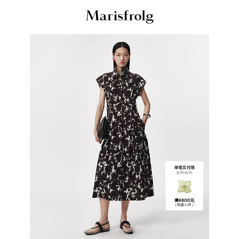 【新能量黑裙】Marisfrolg玛丝菲尔2026夏新款翻领收腰衬衫连衣裙
