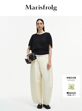 【精简衣橱】Marisfrolg玛丝菲尔夏款茧型黑色气质针织上衣