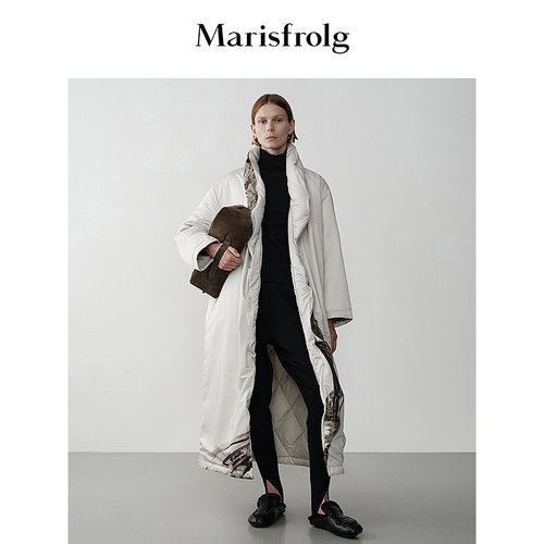 【时装羽绒】Marisfrolg玛丝菲尔冬小高领长款羽绒服外套