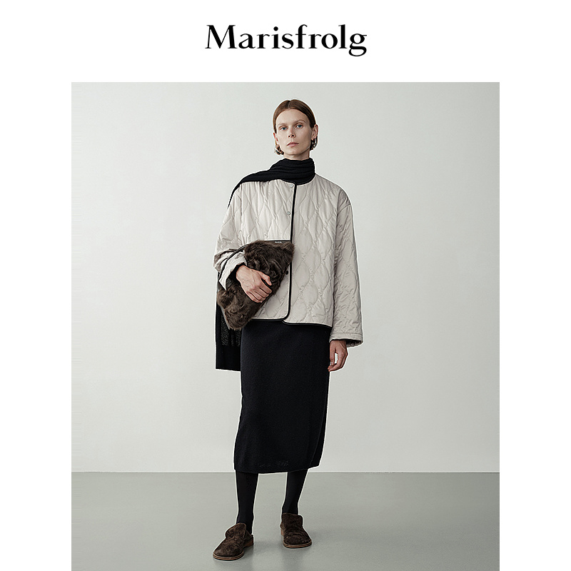【随型外套】Marisfrolg玛丝菲尔冬绗缝撞色短款棉服外套