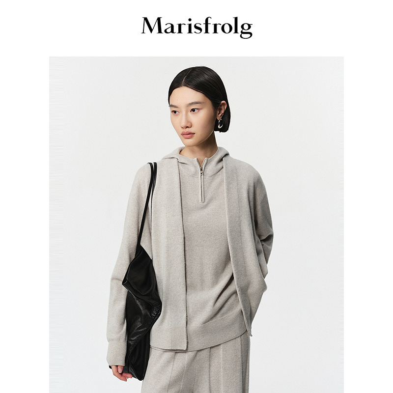 【羊毛羊绒】Marisfrolg玛丝菲尔2025冬新款连帽无袖上衣针织衫