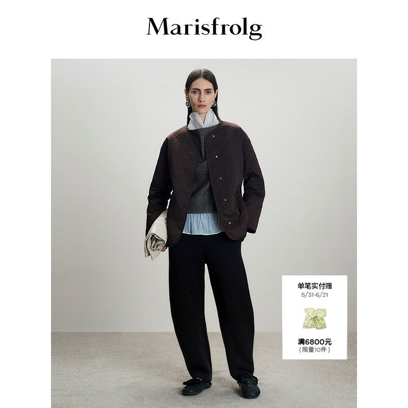 Marisfrolg玛丝菲尔2025冬新款小立领休闲大廓形羊毛保暖棉服外套