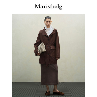 【筑感美学】Marisfrolg玛丝菲尔2025秋新款立领收腰风衣式外套