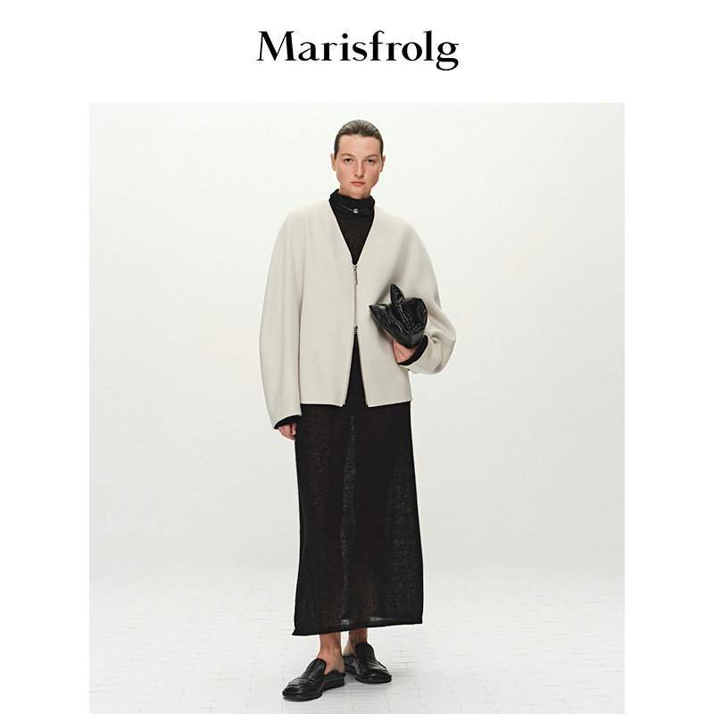 【精简衣橱】Marisfrolg玛丝菲尔春新款简约白色羊毛混纺外套,女装/女士精品,短外套,淘宝优惠券,粉丝福利购,淘宝优惠卷