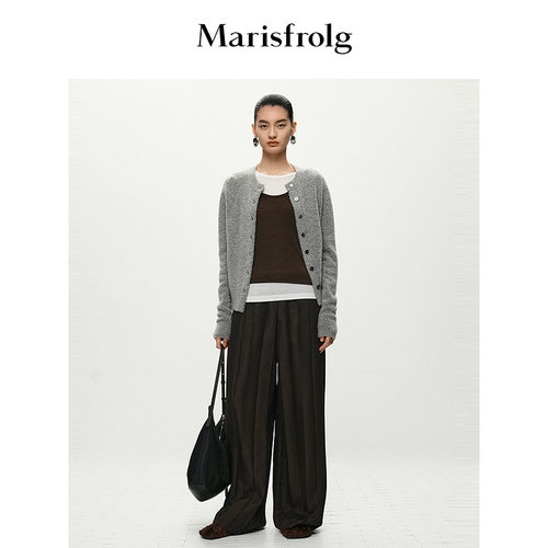 【云绒针织】Marisfrolg玛丝菲尔春羊毛混纺圆领针织开衫