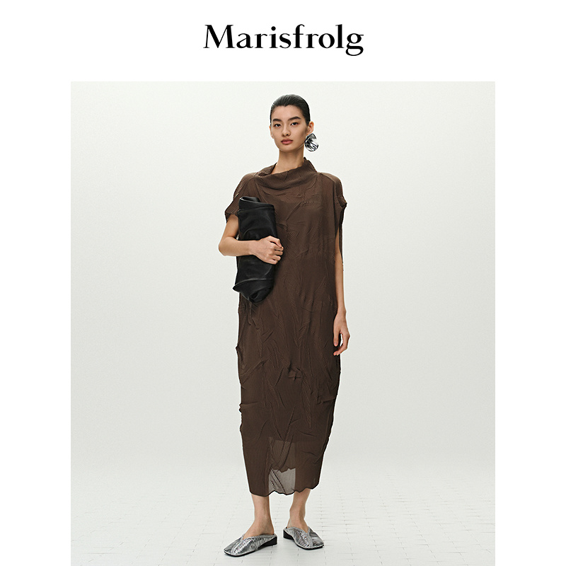 【精简衣橱】Marisfrolg玛丝菲尔2025夏新款船型双压褶茧型洋装