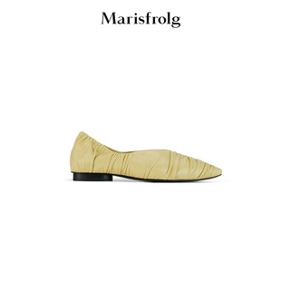 【褶裥艺术】Marisfrolg玛丝菲尔2026春新款黄色设计感平底单鞋