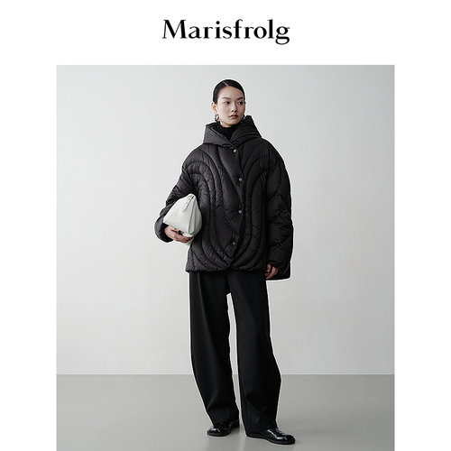 【轻羽羽绒】Marisfrolg玛丝菲尔冬翻领连帽羽绒服外套