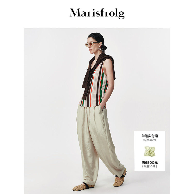 【倒褶工艺】Marisfrolg玛丝菲尔2026夏新款时尚休闲百搭阔腿裤