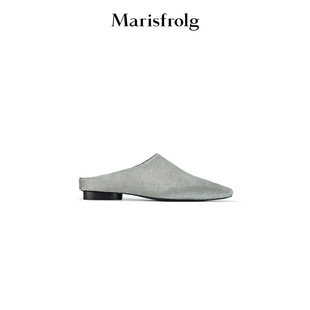 【当代精简】Marisfrolg玛丝菲尔2026春新款时尚铅灰色方头穆勒鞋