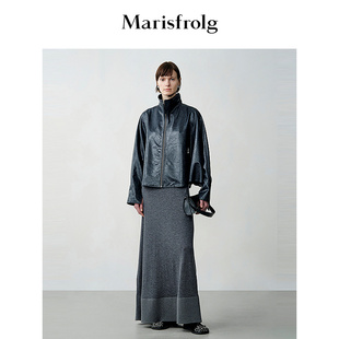 金属拉链斗篷皮衣外套 玛丝菲尔秋连身袖 随型外套