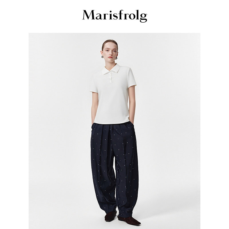 【风格多搭】Marisfrolg玛丝菲尔2026春新款压线百搭小立领POLO衫