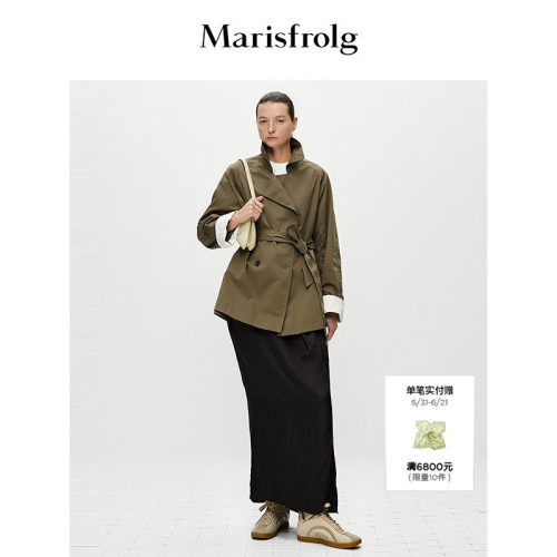 【筑感美学】Marisfrolg玛丝菲尔2025秋新款设计感短款风衣式外套