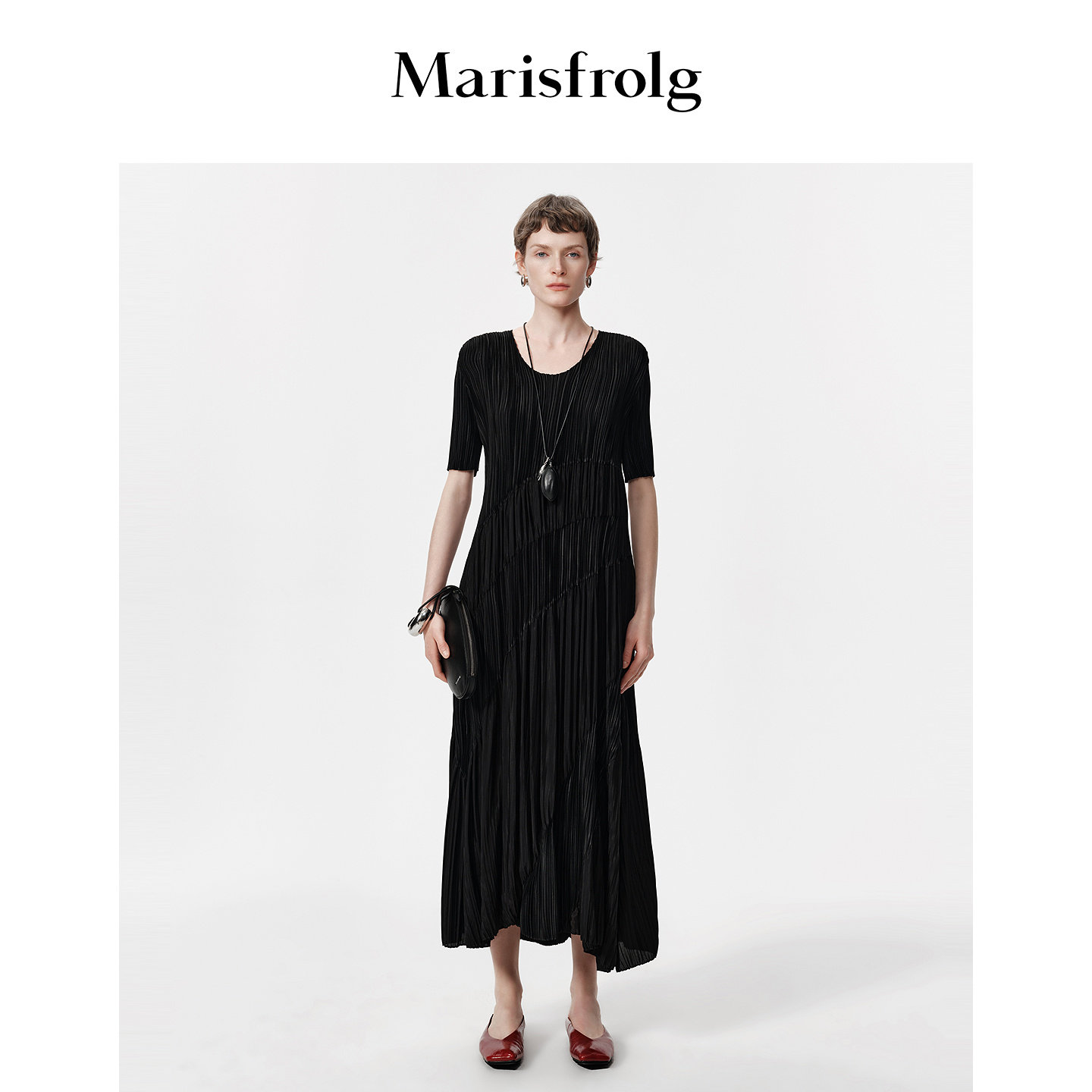 【压褶艺术】Marisfrolg玛丝菲尔2026秋新款时尚不规则拼接连衣裙