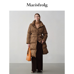 【轻羽系列】玛丝菲尔冬白鹅绒保暖气质长款羽绒服外套