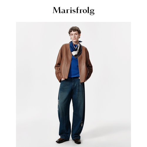 【蛋型裤】Marisfrolg玛丝菲尔2026秋新款时尚休闲破洞水洗牛仔裤