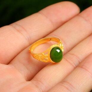 【一折专区】奥特莱斯清仓真金色碧绿戒指outlets女饰|金属结构件