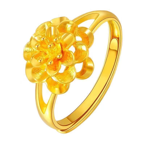 【一折专区】奥特莱斯清仓金色牡丹花戒指outlets女饰|金属结构件