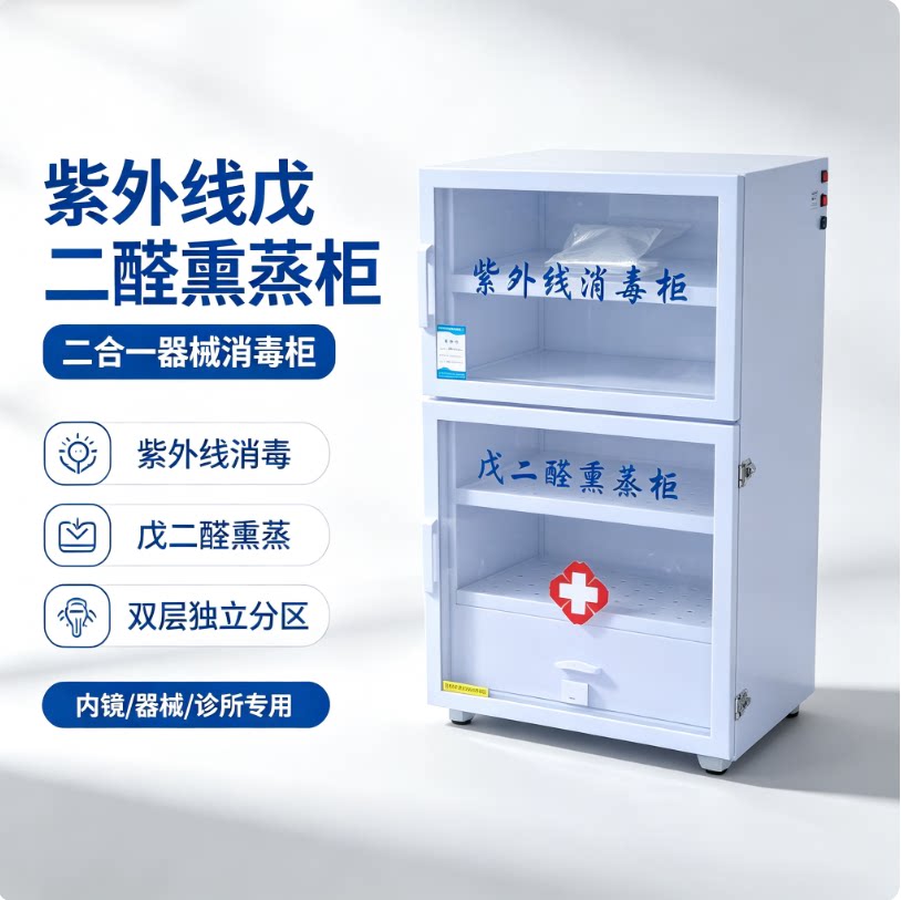 秒定时紫外线臭氧消毒柜立柜款戊二醛消毒熏蒸箱不锈钢亚克力制作