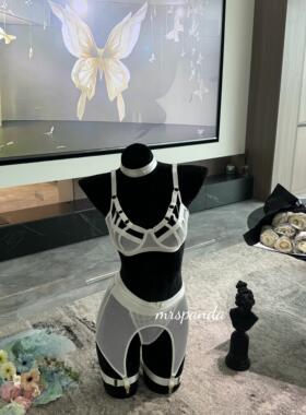 Mrspanda.追梦紫鸢白色弹力网格内衣6件套欧美性感透视显瘦显白