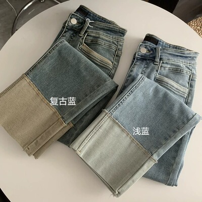 直筒九分常规牛仔布2023冬