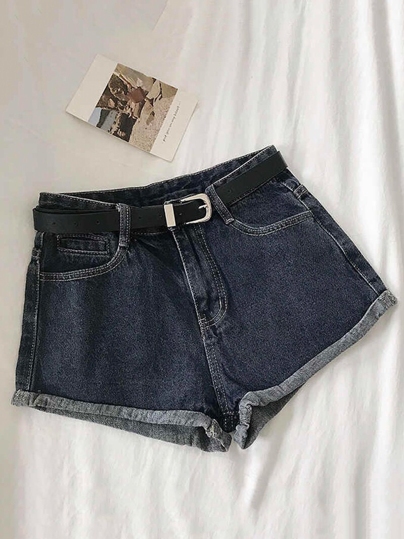 2024 SUMMER NEW ROLLED EDGE LOOSE THIN WIDE-LEGGED HOT PANTS SMALL SIMPLE AND VERSATILE HIGH-WAISTED DENIM SHORTS WOMEN