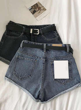 2026夏季新款卷边宽松显瘦阔腿热裤小个子简约百搭高腰牛仔短裤女