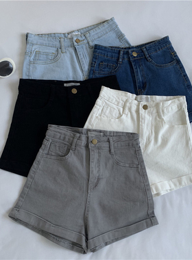 牛仔裤女2026新款高腰阔腿裤子初秋薄款热裤宽松白色超短裤ins潮