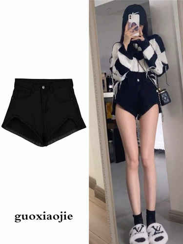 黑色性感牛仔短裤女新款高腰显瘦