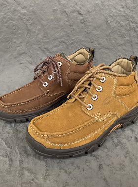 骆TUO动感正品男高帮真皮头层牛皮秋冬新款保暖户外休闲徒步棉靴