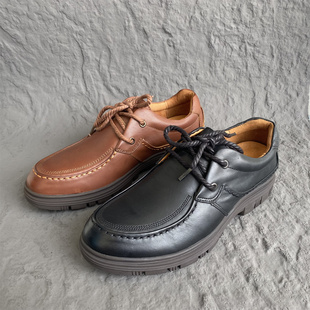 清仓尾货英伦风商务休闲耐磨防滑厚底低帮男鞋 真皮头层牛皮工作鞋