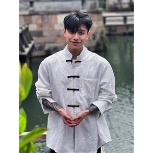 网图现货新中式长袖衬衫618-1-CS72-P60控78图片