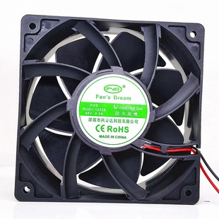 全新FYD Fan's Dream 12038 48V 0.3A 12CM厘米 IP68防水散热风扇