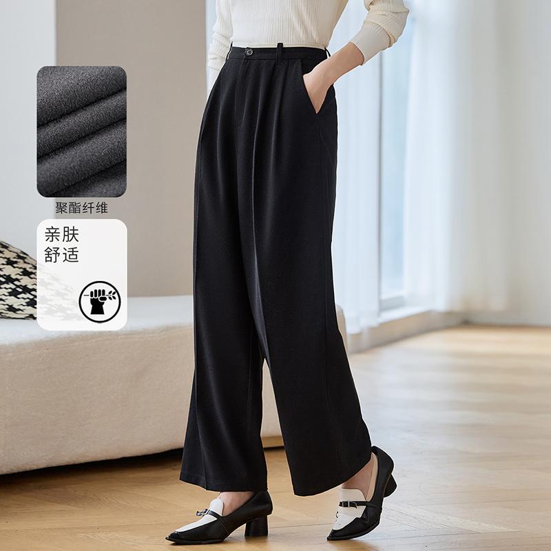 拖地休闲裤3S简约休闲高腰