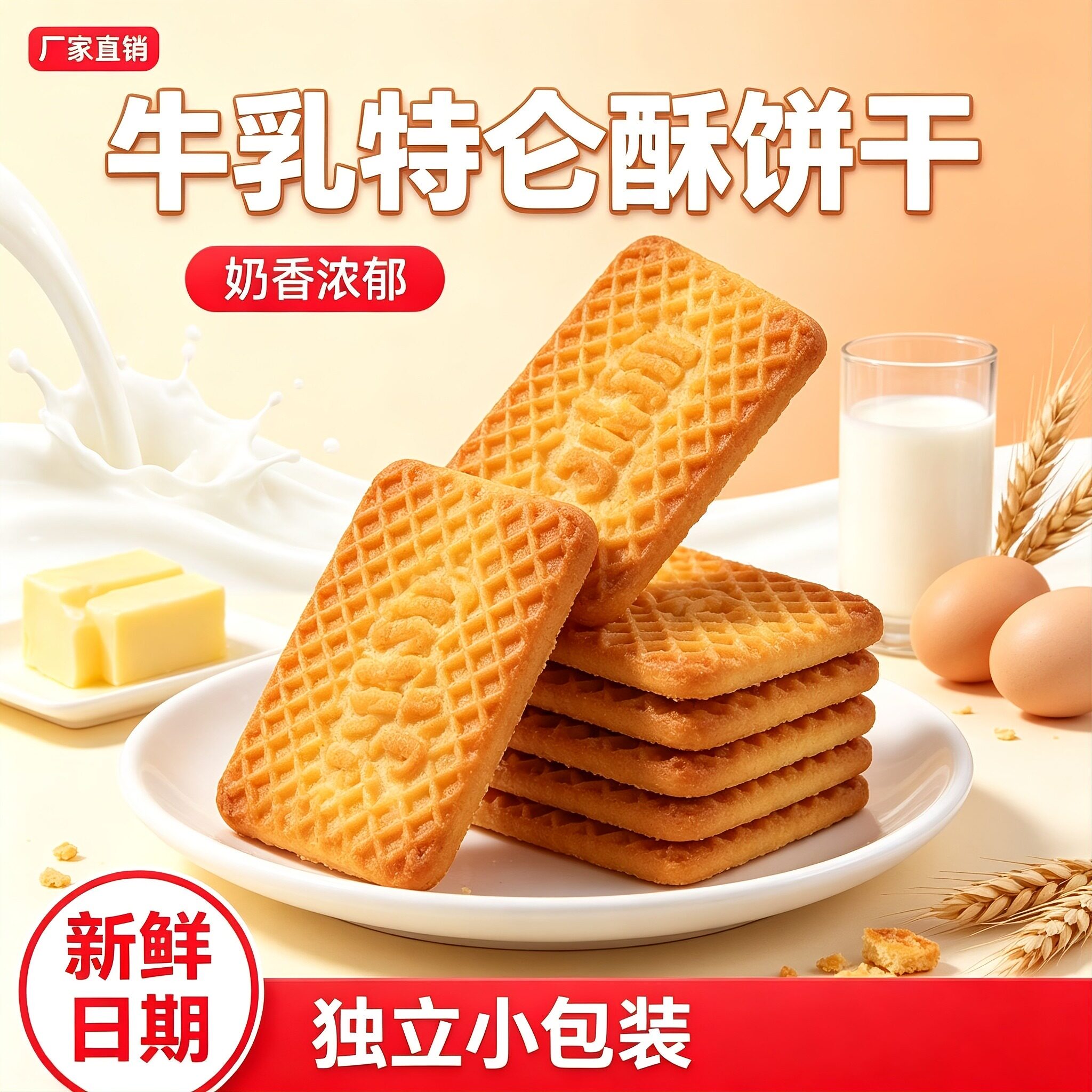 俄罗斯牛乳特仑酥饼干零食风味曲奇饼干独立小包装官方舰店旗正品