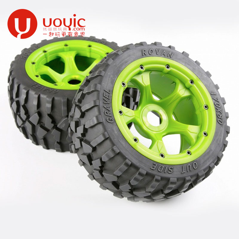 若凡赛亚 Baja 5B 尼龙轮毂碎石胎 前轮 总成HPI 2只装KM 95211