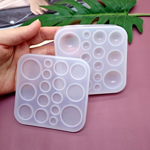 CoolDIY滴胶模具小半圆平面扁圆柱宝石贴片戒指吊坠硅胶模具镜面