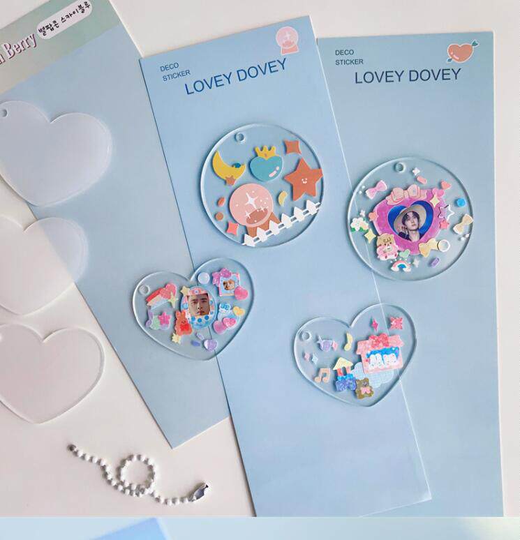 diy亚克力钥匙链配件 透明亚克力白板手工自制装饰挂件可贴纸自绘