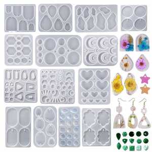 水晶滴胶diy手工制作钻石水纹耳环 干花几何耳环项链饰品吊坠模具