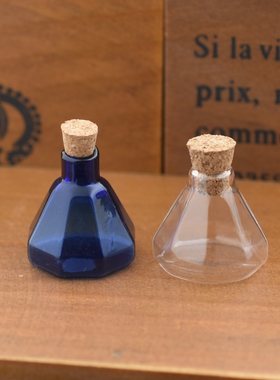 新品上架 迷你木塞玻璃瓶24*26.5mm琉璃八角许愿瓶项链吊坠小吊饰