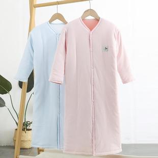 儿童睡袍冬季男童女童长袖睡衣夹棉加厚保暖睡袋中大童纯棉加长款