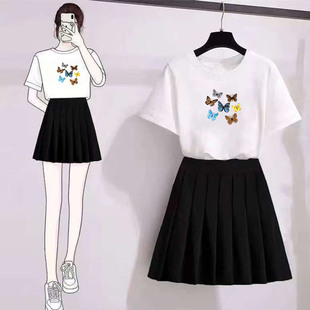 闺蜜a字半身短裙子两件套潮 小个子连衣裙套装 女2025夏季 新款 短袖